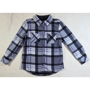 Realtree Bonded Fleece Blue Purple Plaid Button Up Shirt Jacket Shacket